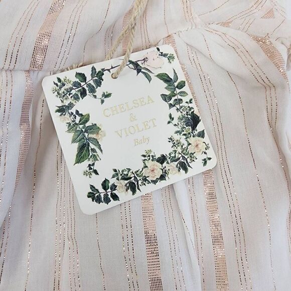 Chelsea & Violet Size 18M Rose Gold Stripe Dress & Bloomer Outfit P6 - Picture 5 of 6